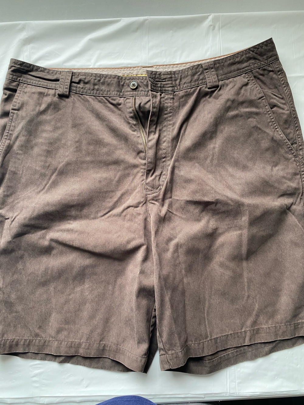 Tommy Bahama Brown Tencel Cotton Flat Front Luxury Casual Chino Shorts 36